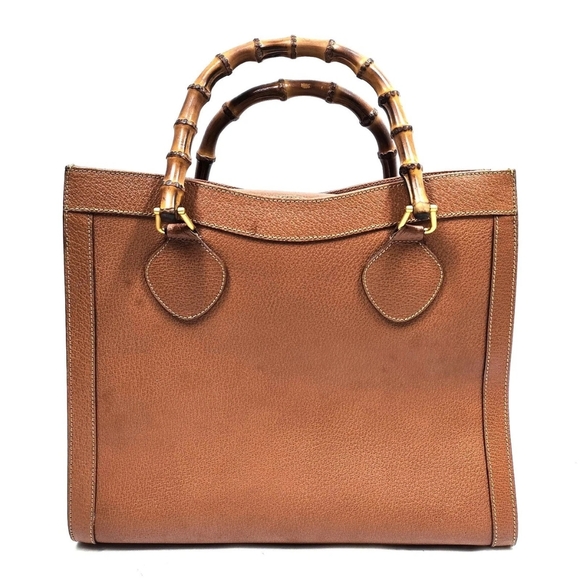 Gucci Princess Lady Diana Bamboo Leather Tan Brown Bag With Certificate